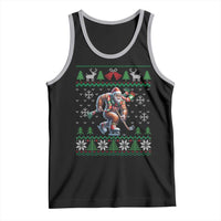 Ugly Christmas Bigfoot Playing Hockey Tank Top Funny Xmas Gift - Wonder Print Shop