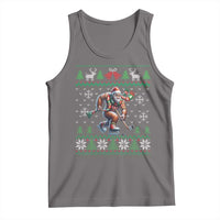 Ugly Christmas Bigfoot Playing Hockey Tank Top Funny Xmas Gift - Wonder Print Shop