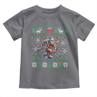 Ugly Christmas Bigfoot Playing Hockey Toddler T Shirt Funny Xmas Gift - Wonder Print Shop