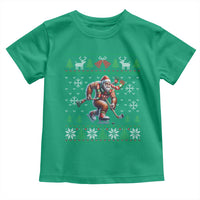 Ugly Christmas Bigfoot Playing Hockey Toddler T Shirt Funny Xmas Gift - Wonder Print Shop