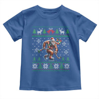 Ugly Christmas Bigfoot Playing Hockey Toddler T Shirt Funny Xmas Gift - Wonder Print Shop