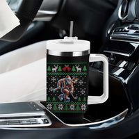 Ugly Christmas Bigfoot Playing Hockey Tumbler With Handle Funny Xmas Gift - Wonder Print Shop