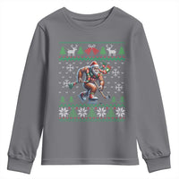 Ugly Christmas Bigfoot Playing Hockey Youth Sweatshirt Funny Xmas Gift - Wonder Print Shop