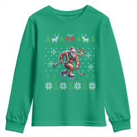 Ugly Christmas Bigfoot Playing Hockey Youth Sweatshirt Funny Xmas Gift - Wonder Print Shop