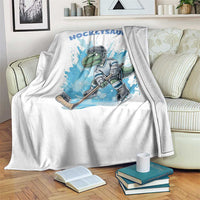 Hockeysaurus Throw Blanket Funny Dinosaur Playing Ice Hockey Gift - Wonder Print Shop