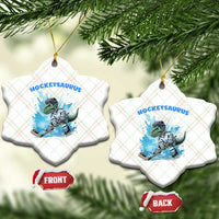 Hockeysaurus Ceramic Ornament Funny Dinosaur Playing Ice Hockey Gift - Wonder Print Shop