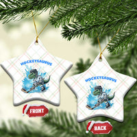 Hockeysaurus Ceramic Ornament Funny Dinosaur Playing Ice Hockey Gift - Wonder Print Shop