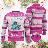 Hockeysaurus Ugly Christmas Sweater Funny Dinosaur Playing Ice Hockey Gift - Wonder Print Shop