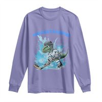 Hockeysaurus Long Sleeve Shirt Funny Dinosaur Playing Ice Hockey Gift - Wonder Print Shop