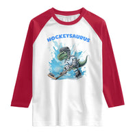 Hockeysaurus Raglan Shirt Funny Dinosaur Playing Ice Hockey Gift - Wonder Print Shop