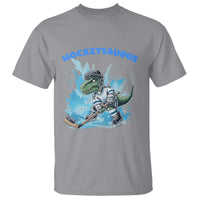 Hockeysaurus T Shirt Funny Dinosaur Playing Ice Hockey Gift - Wonder Print Shop