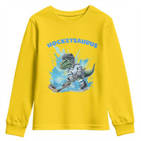Hockeysaurus Youth Sweatshirt Funny Dinosaur Playing Ice Hockey Gift - Wonder Print Shop