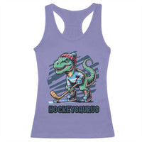 Funny Dinosaur Playing Ice Hockey Racerback Tank Top Hockeysaurus Gift For Kids - Wonder Print Shop