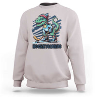 Funny Dinosaur Playing Ice Hockey Sweatshirt Hockeysaurus Gift For Kids - Wonder Print Shop