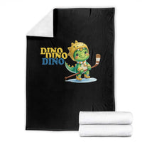 Funny Dinosaur Playing Ice Hockey Throw Blanket Gift For Dino Lovers - Wonder Print Shop