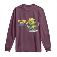 Funny Dinosaur Playing Ice Hockey Long Sleeve Shirt Gift For Dino Lovers - Wonder Print Shop