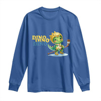 Funny Dinosaur Playing Ice Hockey Long Sleeve Shirt Gift For Dino Lovers - Wonder Print Shop