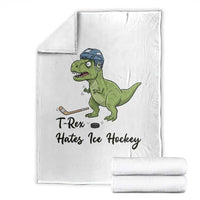 Dino Hates Ice Hockey Throw Blanket Funny Ice Sports Dinosaur Gift - Wonder Print Shop