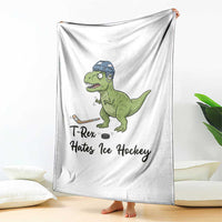 Dino Hates Ice Hockey Throw Blanket Funny Ice Sports Dinosaur Gift - Wonder Print Shop