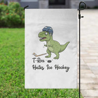 Dino Hates Ice Hockey Garden Flag Funny Ice Sports Dinosaur Gift - Wonder Print Shop