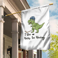 Dino Hates Ice Hockey Garden Flag Funny Ice Sports Dinosaur Gift - Wonder Print Shop