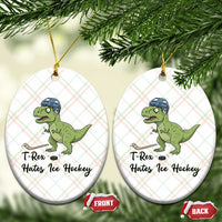 Dino Hates Ice Hockey Ceramic Ornament Funny Ice Sports Dinosaur Gift - Wonder Print Shop