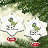 Dino Hates Ice Hockey Ceramic Ornament Funny Ice Sports Dinosaur Gift - Wonder Print Shop