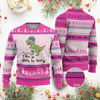 Dino Hates Ice Hockey Ugly Christmas Sweater Funny Ice Sports Dinosaur Gift - Wonder Print Shop
