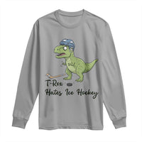 Dino Hates Ice Hockey Long Sleeve Shirt Funny Ice Sports Dinosaur Gift - Wonder Print Shop