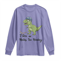 Dino Hates Ice Hockey Long Sleeve Shirt Funny Ice Sports Dinosaur Gift - Wonder Print Shop