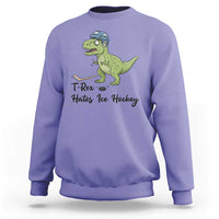 Dino Hates Ice Hockey Sweatshirt Funny Ice Sports Dinosaur Gift - Wonder Print Shop