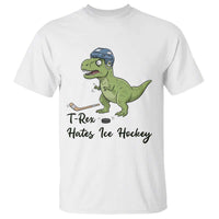 Dino Hates Ice Hockey T Shirt Funny Ice Sports Dinosaur Gift - Wonder Print Shop