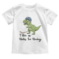 Dino Hates Ice Hockey Toddler T Shirt Funny Ice Sports Dinosaur Gift - Wonder Print Shop
