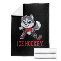 Funny Husky Playing Ice Hockey Throw Blanket Gift For Dog Lovers - Wonder Print Shop