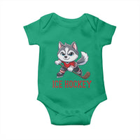 Funny Husky Playing Ice Hockey Baby Onesie Gift For Dog Lovers - Wonder Print Shop