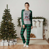 Funny Husky Playing Ice Hockey Plaid Pajama Set Gift For Dog Lovers - Wonder Print Shop