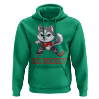 Funny Husky Playing Ice Hockey Hoodie Gift For Dog Lovers - Wonder Print Shop
