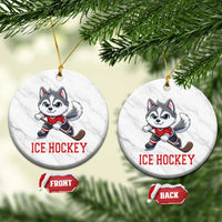 Funny Husky Playing Ice Hockey Ceramic Ornament Gift For Dog Lovers - Wonder Print Shop
