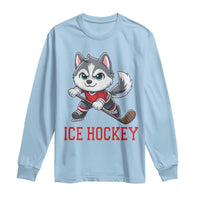 Funny Husky Playing Ice Hockey Long Sleeve Shirt Gift For Dog Lovers - Wonder Print Shop