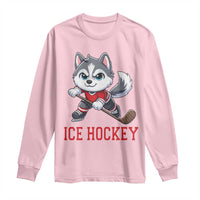Funny Husky Playing Ice Hockey Long Sleeve Shirt Gift For Dog Lovers - Wonder Print Shop
