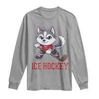 Funny Husky Playing Ice Hockey Long Sleeve Shirt Gift For Dog Lovers - Wonder Print Shop