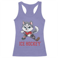 Funny Husky Playing Ice Hockey Racerback Tank Top Gift For Dog Lovers - Wonder Print Shop