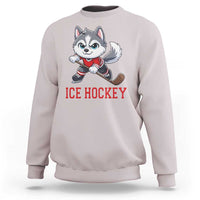 Funny Husky Playing Ice Hockey Sweatshirt Gift For Dog Lovers - Wonder Print Shop