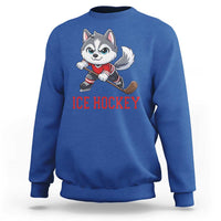 Funny Husky Playing Ice Hockey Sweatshirt Gift For Dog Lovers - Wonder Print Shop