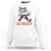 Funny Husky Playing Ice Hockey Sweatshirt Gift For Dog Lovers - Wonder Print Shop