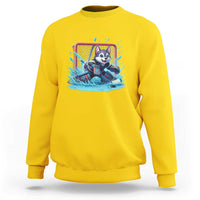 Siberian Husky Ice Hockey Player Sweatshirt Funny Goalie Gift - Wonder Print Shop