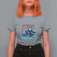 Siberian Husky Ice Hockey Player T Shirt For Women Funny Goalie Gift - Wonder Print Shop