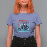 Siberian Husky Ice Hockey Player T Shirt For Women Funny Goalie Gift - Wonder Print Shop