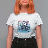 Siberian Husky Ice Hockey Player T Shirt For Women Funny Goalie Gift - Wonder Print Shop