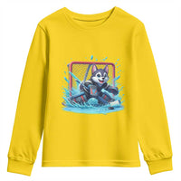 Siberian Husky Ice Hockey Player Youth Sweatshirt Funny Goalie Gift - Wonder Print Shop